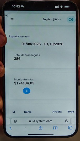 S4 System en el celular: 386 transacciones, US$ 174,134.03 entre el 1 de agosto y el 1 de octubre