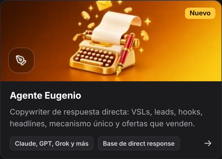 Agente Eugenio dentro de BRAIN — copywriter de direct response: VSLs, leads, hooks, headlines, mecanismo único y ofertas que venden